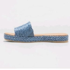 Universal Thread Mardi Raffia Platform Slide Sandals Blue 10